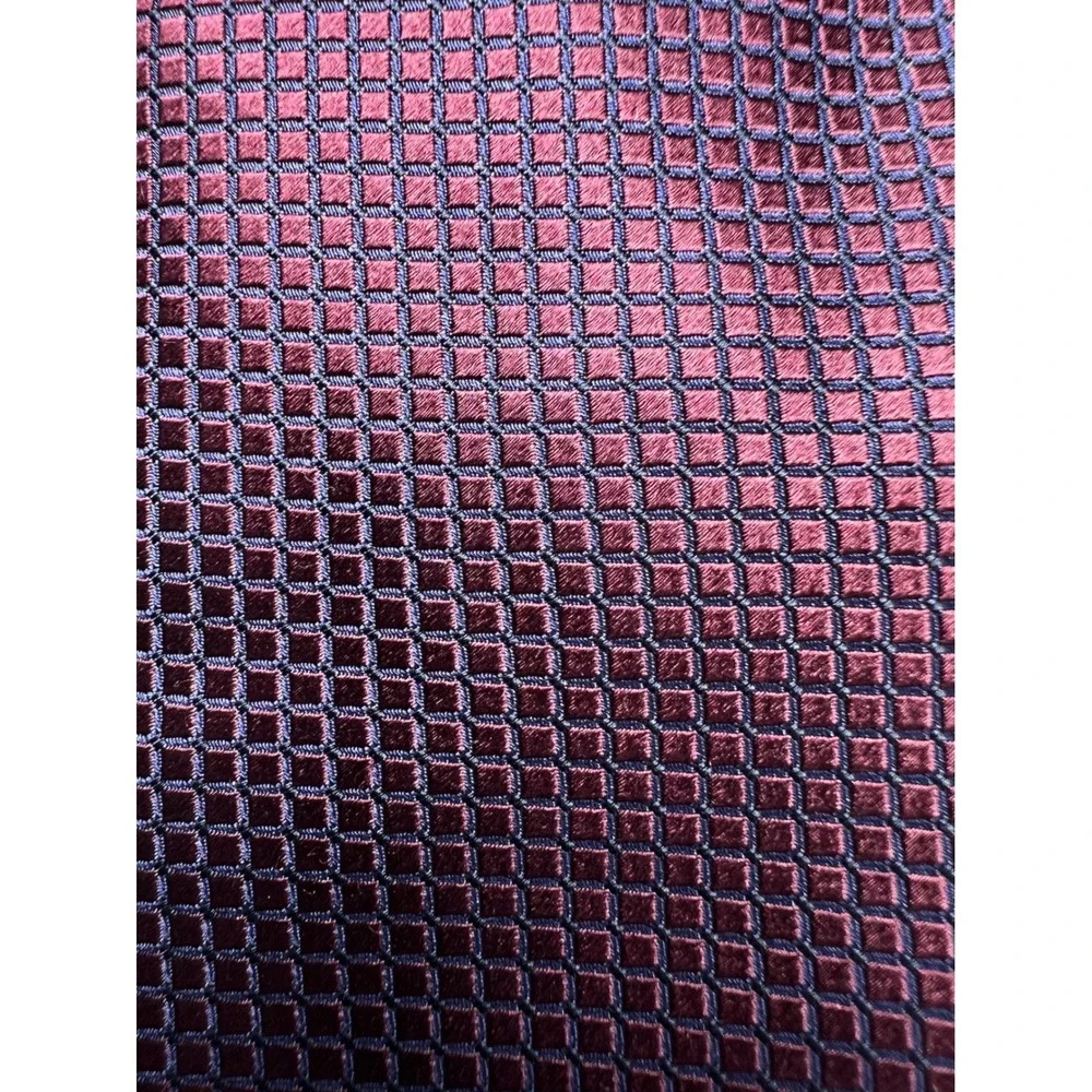 Ermenegildo Zegna Tie Mens OS Burgundy Iridescent Silk Micro Grid Excellent